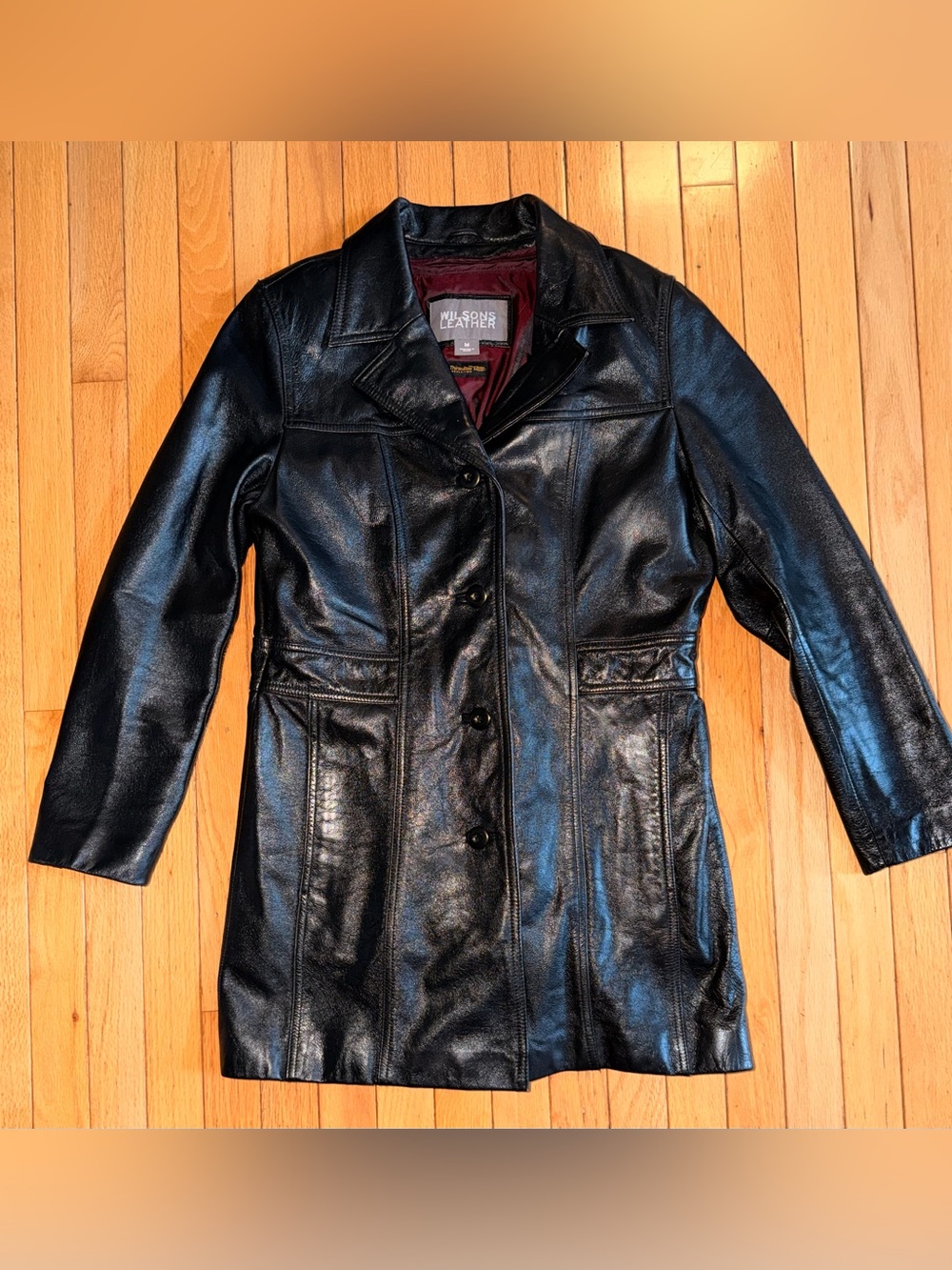Vintage 90s Women’s Wilson Leather black jacket medium heavy removable liner EUC